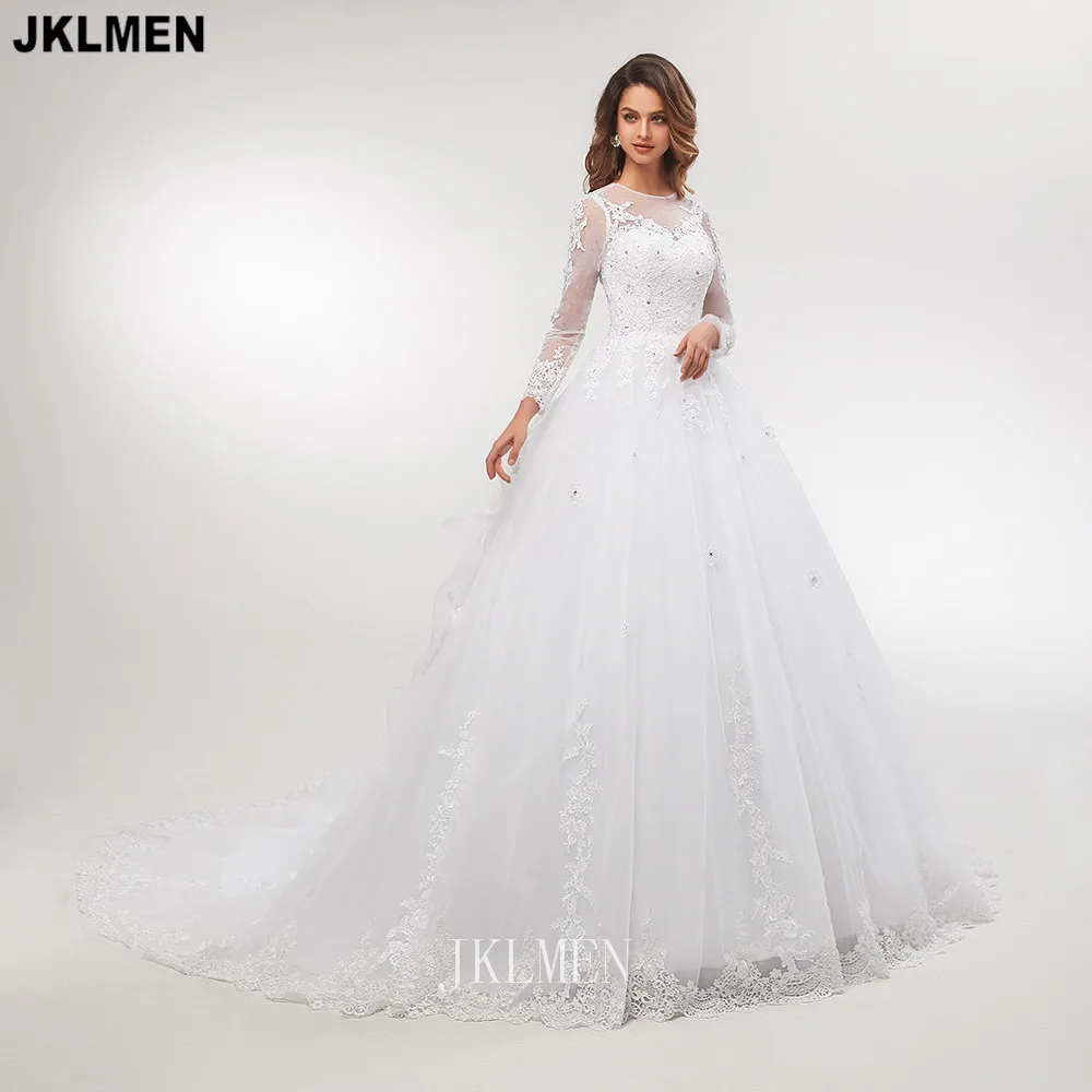 Real Photos White Illusion Lace Wedding Dress Zipper Full Long Sleeves Court Train Wedding Ball Gown for Bridal Real Photos
Real Photos White Illusion Lace Wedding Dress Zipper Full Long Sleeves Court Train Wedding Ball Gown for Bridal Real Photos