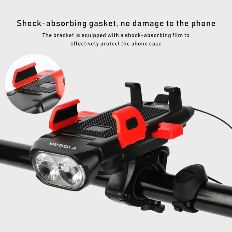 4 in 1 Bicycle Light 1500 Lumens Flashlight Bike Horn Handlebar Phone Holder Cycling 3000mAh Mobile Power Holder
4 in 1 Bicycle Light 1500 Lumens Flashlight Bike Horn Handlebar Phone Holder Cycling 3000mAh Mobile Power Holder
