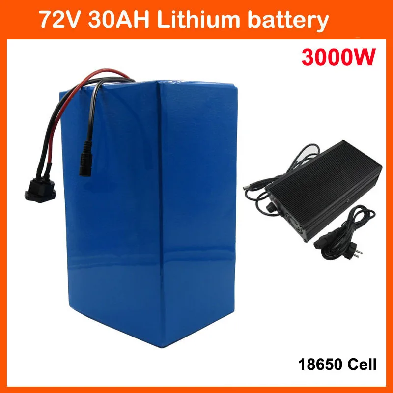 

72V 30AH 3000W Lithium Bateria 2000W 72 Volt 30AH Ebike E Bicycle 18650 Motorcycle battery pack 50A BMS 84V 5A Charger