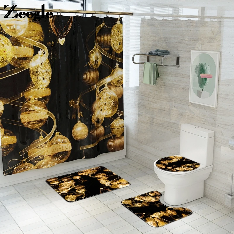 Christmas Bath Mat and Shower Curtain Set Non-slip Toilet Seat Cover Mat Bathroom Carpet Absorbent Toilet Carpet Bath Mat Set
Christmas Bath Mat and Shower Curtain Set Non-slip Toilet Seat Cover Mat Bathroom Carpet Absorbent Toilet Carpet Bath Mat Set
