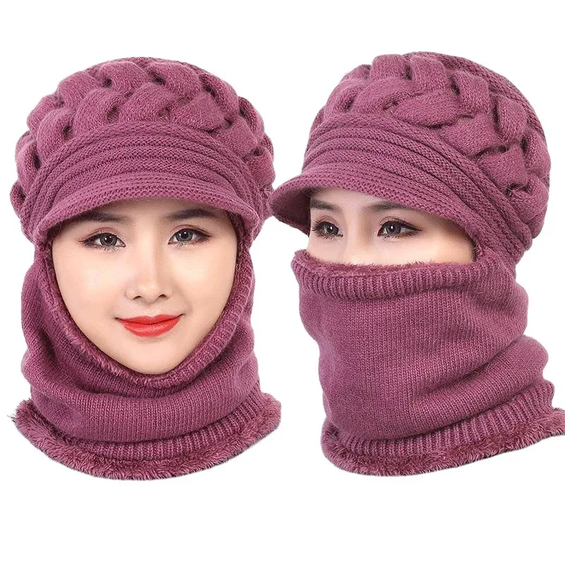 Women's Hat Coral Fleece Winter Hat Beanies Double Layers Protection Caps Scarf Warm Breathable Wool Knitted Hat for Women
Women's Hat Coral Fleece Winter Hat Beanies Double Layers Protection Caps Scarf Warm Breathable Wool Knitted Hat for Women