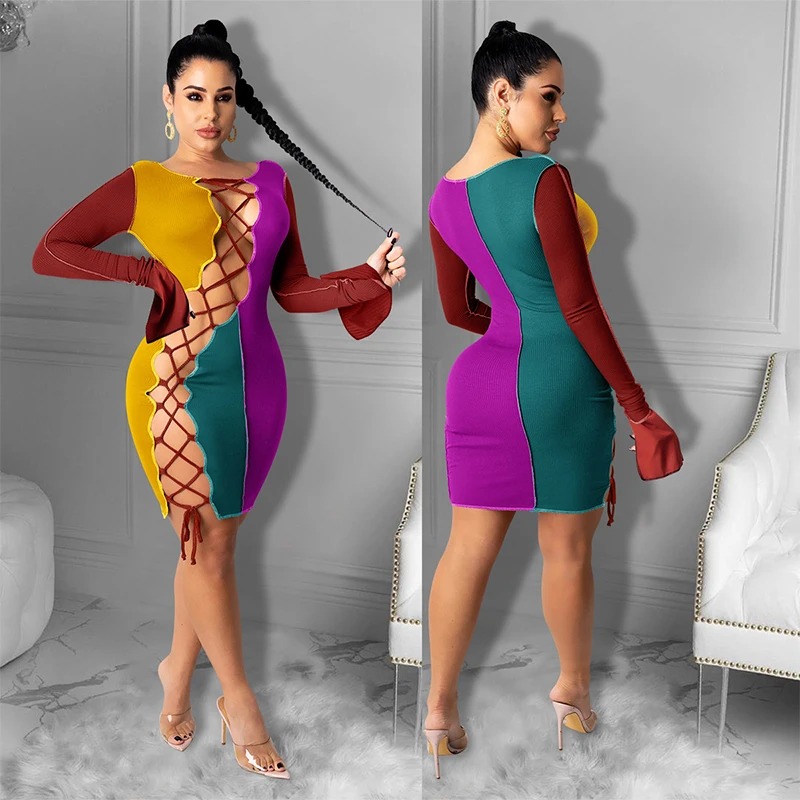 TNNAOFF Fall Sexy Cross Bandage Hollow Out Dress for Women Long Sleeve Bodycon Festival Clothing Streetwear Patchwork Dresses
TNNAOFF Fall Sexy Cross Bandage Hollow Out Dress for Women Long Sleeve Bodycon Festival Clothing Streetwear Patchwork Dresses