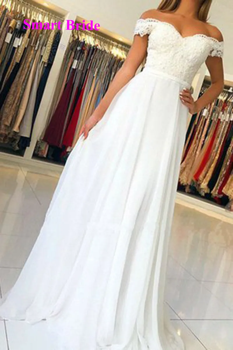 Off The Shoulder Lace Chiffon Prom Bridesmaid Dresses Long Floor Length Zipper Back Wedding Party Gowns 2020 A Line STS17
Off The Shoulder Lace Chiffon Prom Bridesmaid Dresses Long Floor Length Zipper Back Wedding Party Gowns 2020 A Line STS17