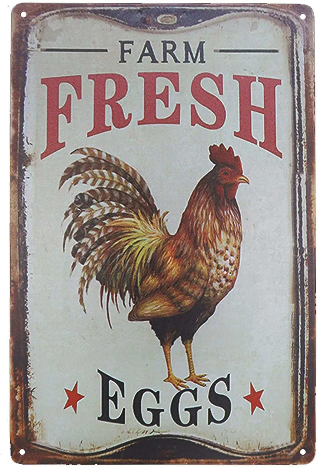 

TISOSO Outdoor Chicken Sign Farm Fresh Organic Eggs Metal Wall Decor Retro Vintage Metal Tin Signs Rustic Farmhouse Country Wall