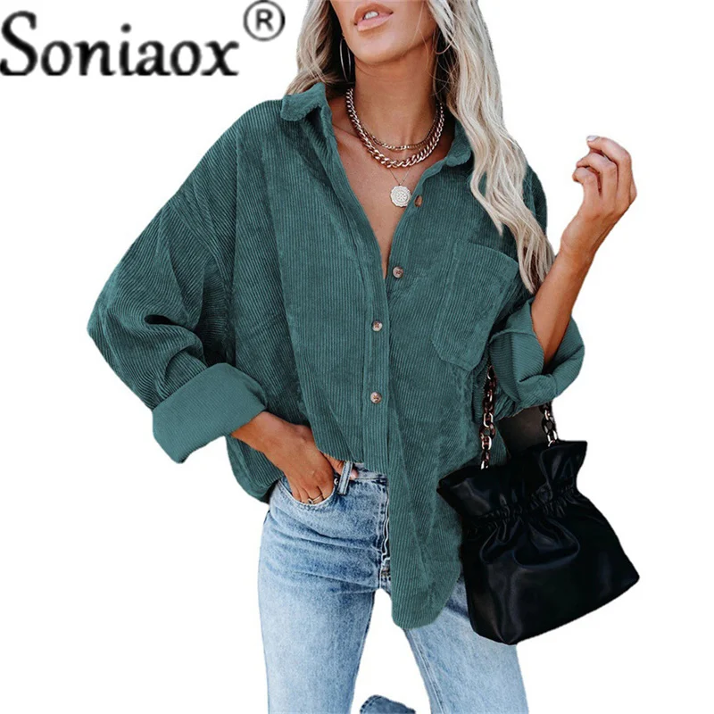 Corduroy Shirt Women Solid Color Long Sleeve Turn-Down Collar Casual Loose Fashion Tops Ladies Streetwear Shirt Vintage Clothes
Corduroy Shirt Women Solid Color Long Sleeve Turn-Down Collar Casual Loose Fashion Tops Ladies Streetwear Shirt Vintage Clothes