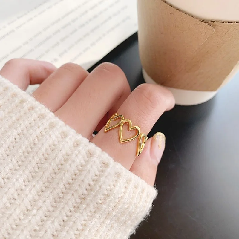 Gold Color Hollowed-out Heart Shape Open Ring Design Cute Fashion Love Jewelry for Women Girl Child Gifts Adjustable Popular
Gold Color Hollowed-out Heart Shape Open Ring Design Cute Fashion Love Jewelry for Women Girl Child Gifts Adjustable Popular