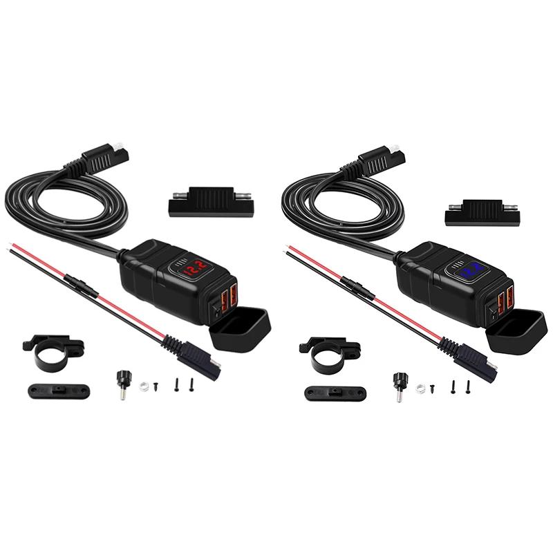 Waterproof QC 3.0 Motorcycles Dual USB Charger Kit with Voltmeter Switch SAE to USB 24W+24W for ATV Bike Snowmobile
Waterproof QC 3.0 Motorcycles Dual USB Charger Kit with Voltmeter Switch SAE to USB 24W+24W for ATV Bike Snowmobile