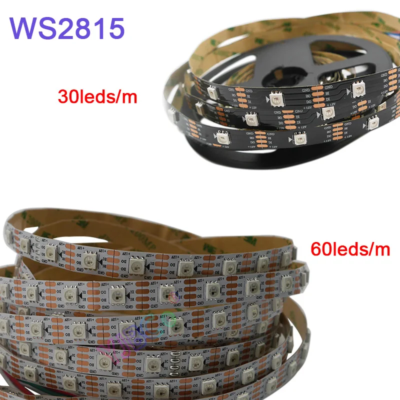 5 м/лот WS2815 пиксельный светодиодный ленточный светильник DC12V 30/60