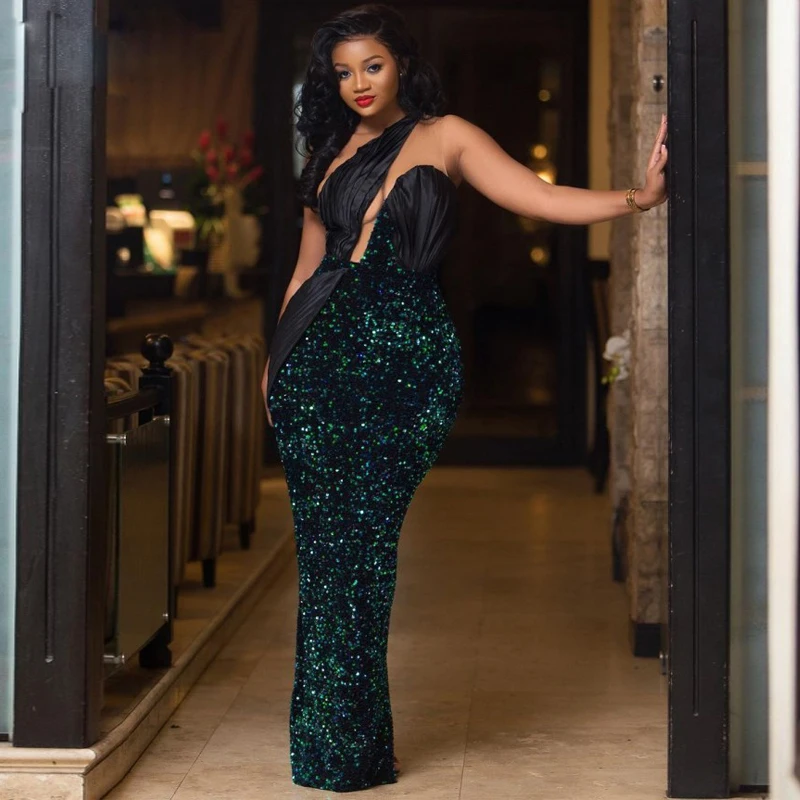 Sparking Sequined One Shoulder Prom Dresses One Shoulder Pleats Plus Size Evening Dress Custom Made Robe De Soirée De Mariage
Sparking Sequined One Shoulder Prom Dresses One Shoulder Pleats Plus Size Evening Dress Custom Made Robe De Soirée De Mariage
