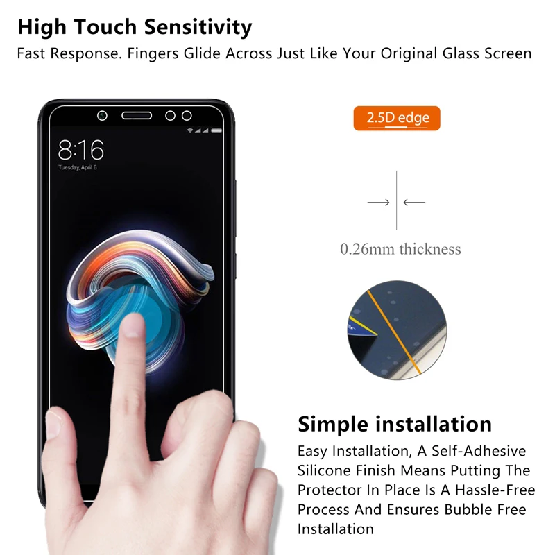 2.5D твердая пленка из закаленного стекла для Xiaomi Redmi Note 8 Pro 8T Mi 10 A1 A2 Lite 9T Mix 2 3