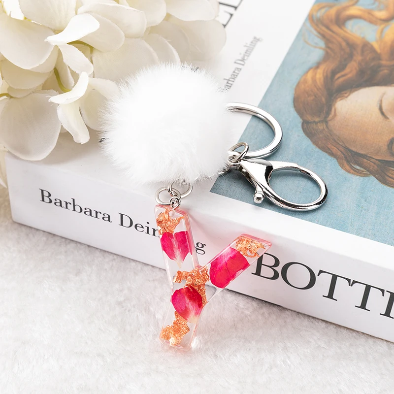 1PC Keyring True Dry Flower Hotpink Color English Letter Keychain with Pompom 26 Words A TO Z Handbag Charms for Woman
1PC Keyring True Dry Flower Hotpink Color English Letter Keychain with Pompom 26 Words A TO Z Handbag Charms for Woman