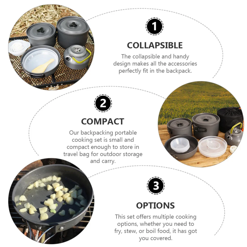 1 set of Camping Frying Pan Cookware Nonstick Pots Outdoor Cooking Equipments