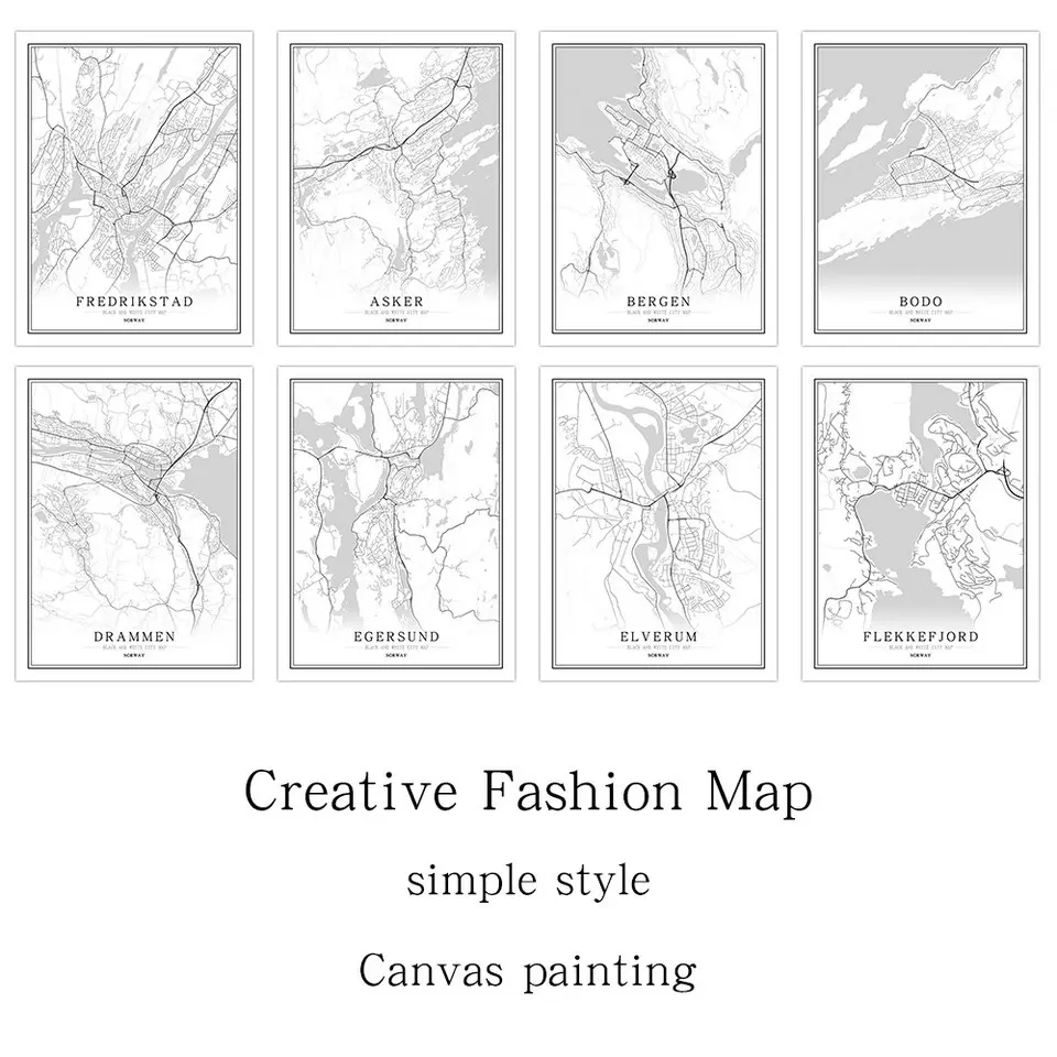 Norway Black White World City Map Poster Nordic Living Room Oslo Tromso Mandal Wall Art Pictures Home Decor Canvas Painting
Norway Black White World City Map Poster Nordic Living Room Oslo Tromso Mandal Wall Art Pictures Home Decor Canvas Painting