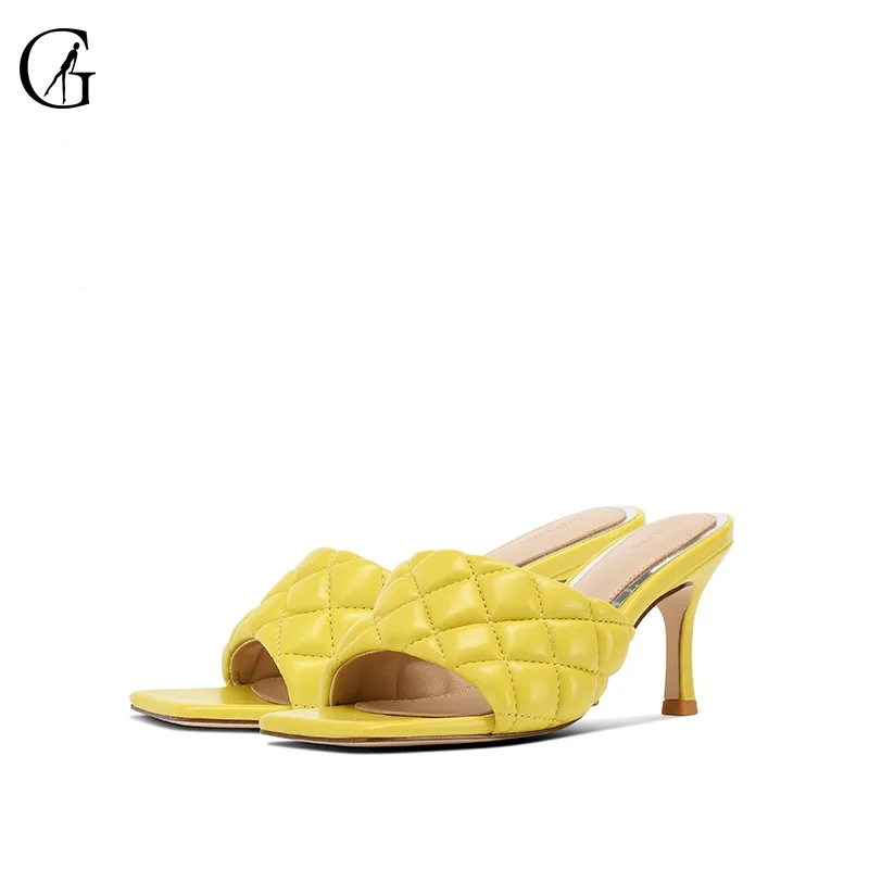 GOXEOU Women's Slippers Yellow Checkered Pattern Square Toe 7 CM Thick Heel Fashion Comfortable Office Lady Sandals Size 34-40
GOXEOU Women's Slippers Yellow Checkered Pattern Square Toe 7 CM Thick Heel Fashion Comfortable Office Lady Sandals Size 34-40