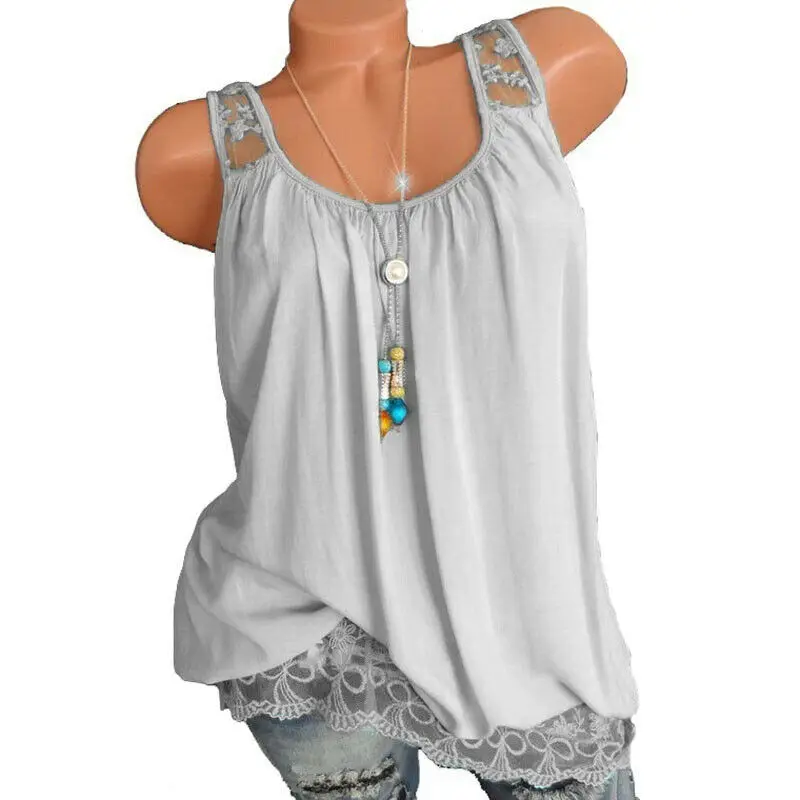 Women Summer Loose Sleeveless Vest T Shirt Blouse Lady Boho Lace Tops Plus Size
Women Summer Loose Sleeveless Vest T Shirt Blouse Lady Boho Lace Tops Plus Size