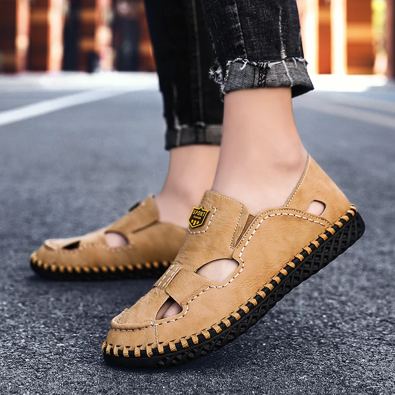 Genuine Leather Sandals Men Handmade Sewing Classic Outdoor Beach Sandals Men Breathable Water Trekking Shoes Big Size 48
Genuine Leather Sandals Men Handmade Sewing Classic Outdoor Beach Sandals Men Breathable Water Trekking Shoes Big Size 48