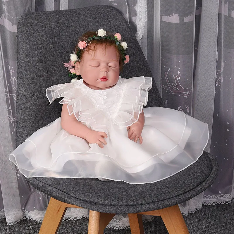 

New Baby Girl Summer Lace Baptism Dress Bebe Infant Off White Ruffles Puffy Christening Gown Birthday Party Outfits for Newborn