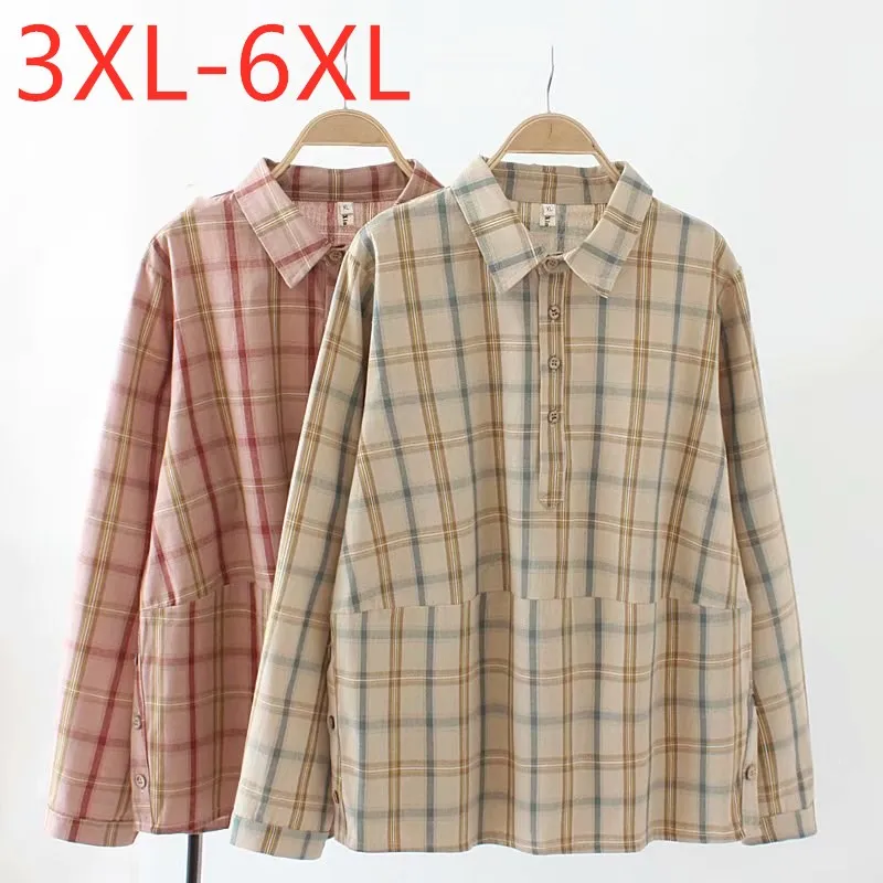 New 2021 ladies spring autumn plus size tops for women large blouse long sleeve loose cotton plaid ruffle shirt 3XL 4XL 5XL 6XL
New 2021 ladies spring autumn plus size tops for women large blouse long sleeve loose cotton plaid ruffle shirt 3XL 4XL 5XL 6XL