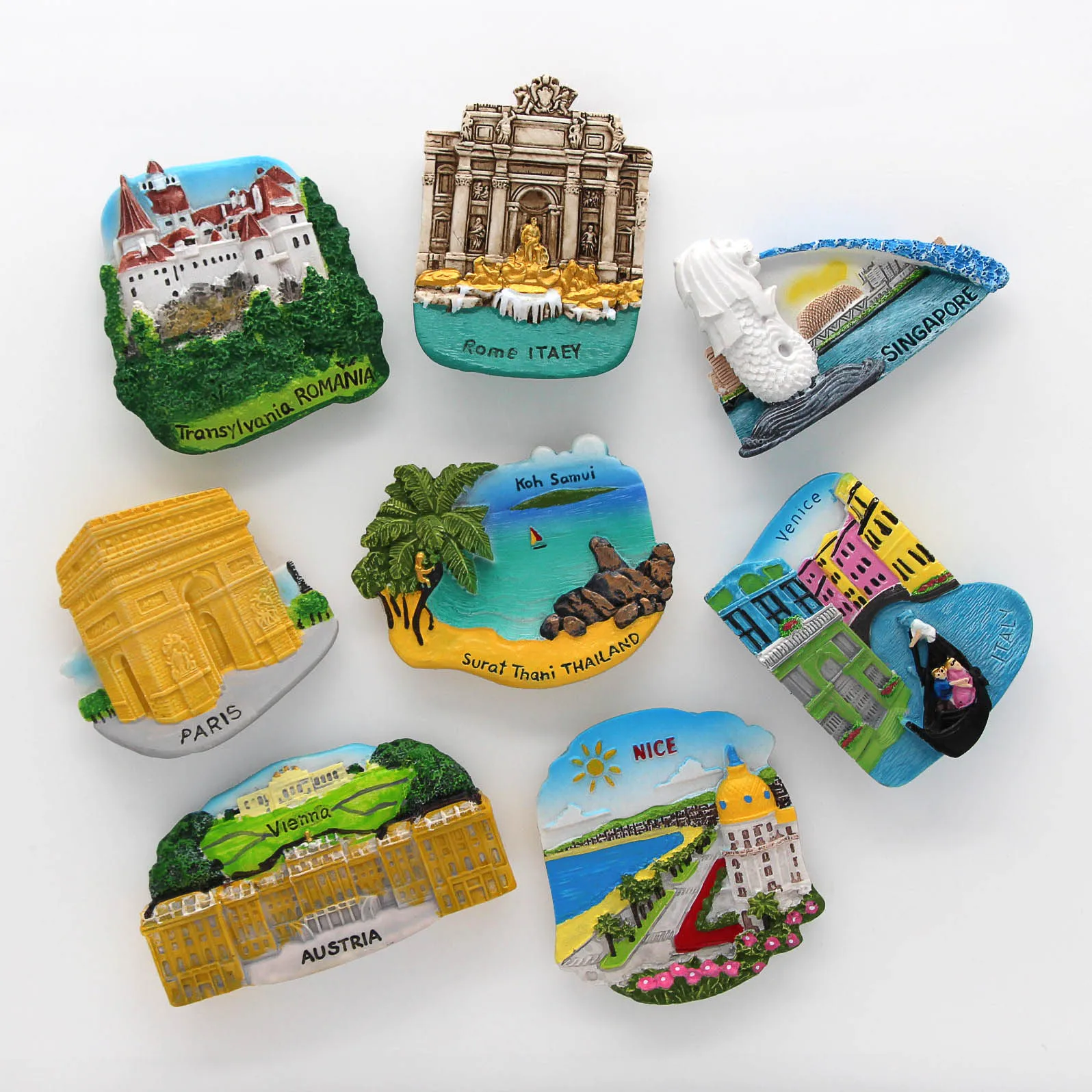 

Thailand tourist magnet refrigerator 3d magnets Italy fridge magnets Paris Austria Singapore France nice Romania home decor gift