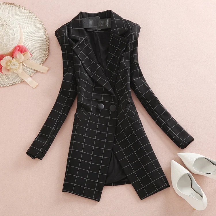 2020 Autumn New Women's Small Suit Jacket Long Section Slim Slimming Fashion Casual Large Size Lattice Women Blazer Plus Size
2020 Autumn New Women's Small Suit Jacket Long Section Slim Slimming Fashion Casual Large Size Lattice Women Blazer Plus Size