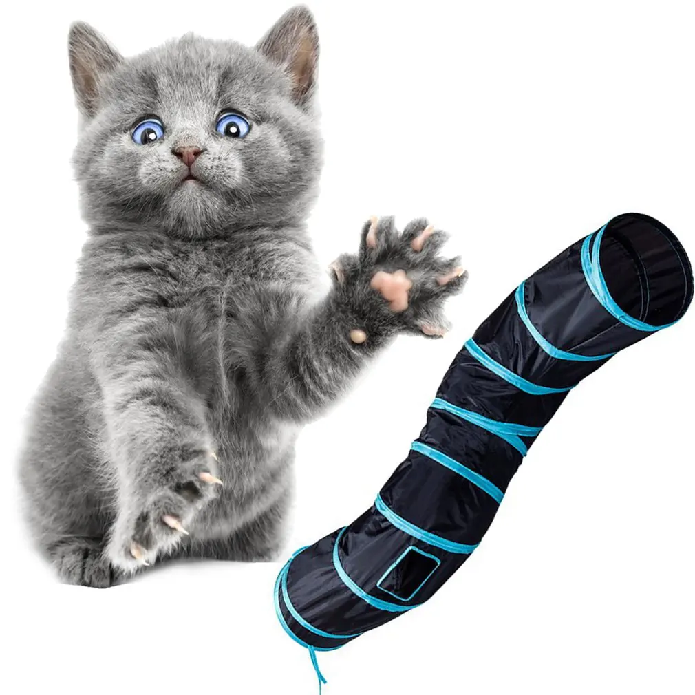 

Cat Toy S-Type Cat Tunnel Foldable Cat Channel Cat Rolling Dragon Cat Bell Ball Pompom Toy Pet Supplies
