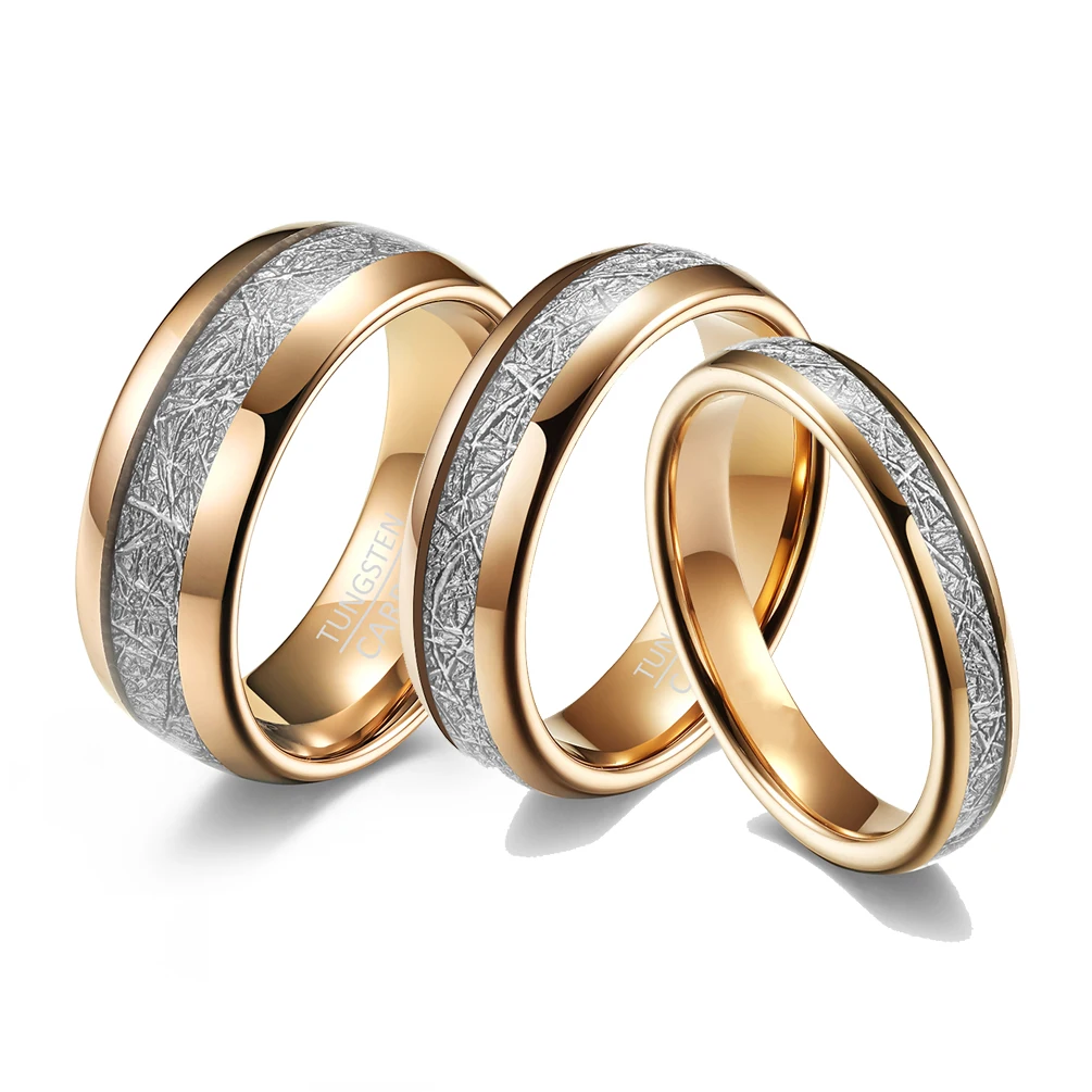 4/6/8mm Tungsten Carbide Engagement Wedding Ring for Men Women Couple Jewelry Rose Gold Finger Band with White Meteorite Inlay
4/6/8mm Tungsten Carbide Engagement Wedding Ring for Men Women Couple Jewelry Rose Gold Finger Band with White Meteorite Inlay