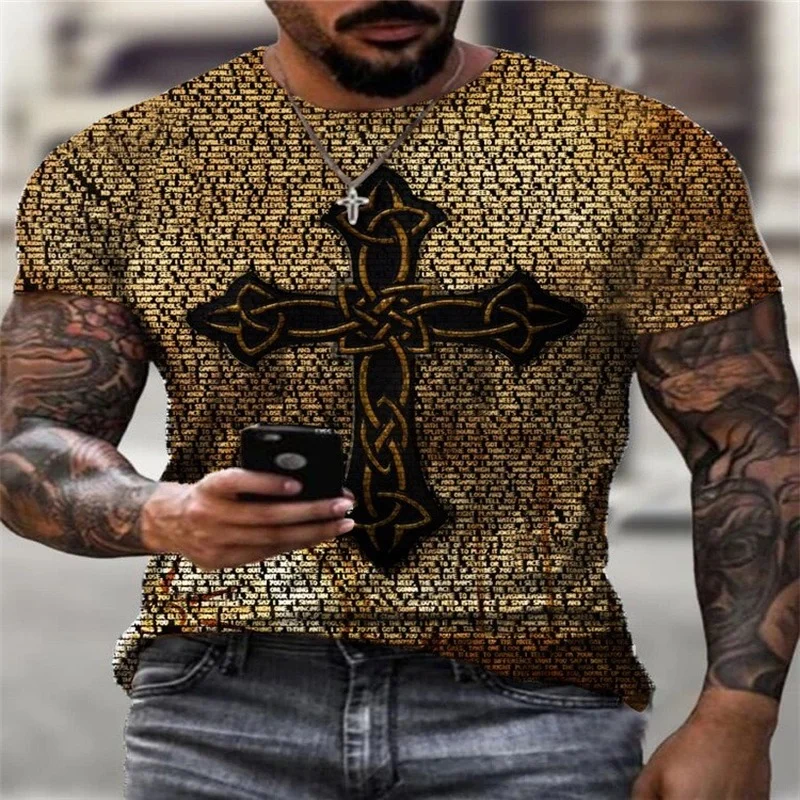 Men Causal Cross Printed Short Sleeve T-shirt Summer Retro Crew Neck Solid Color Oversized Loose Tops
Men Causal Cross Printed Short Sleeve T-shirt Summer Retro Crew Neck Solid Color Oversized Loose Tops