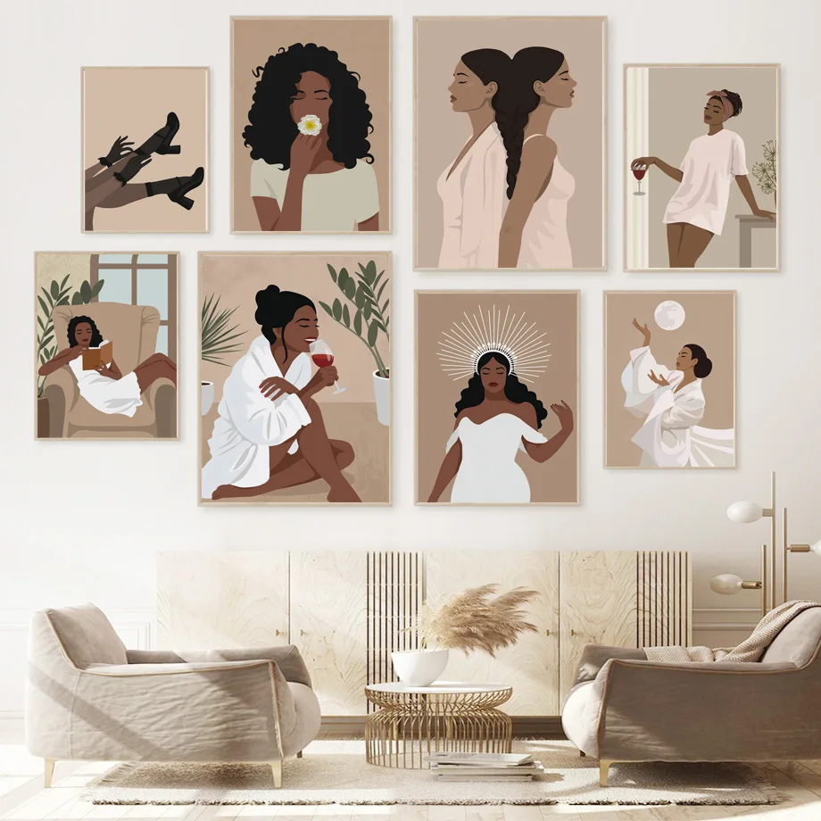Red Wine Stylish White Bathrobe Black Girl Wall Art Canvas Painting Nordic Posters And Prints Wall Picture For Living Room Decor
Red Wine Stylish White Bathrobe Black Girl Wall Art Canvas Painting Nordic Posters And Prints Wall Picture For Living Room Decor