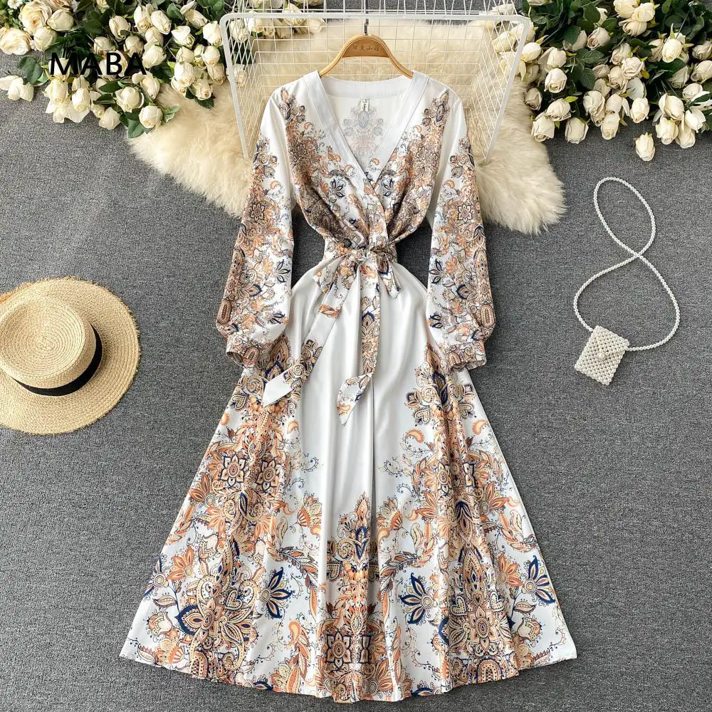 Vintage Palace Dress 2022 Spring Autumn Women Sexy V-neck Long Sleeve High Waist Print Big Swing Temperament Dress Vestidos
Vintage Palace Dress 2022 Spring Autumn Women Sexy V-neck Long Sleeve High Waist Print Big Swing Temperament Dress Vestidos