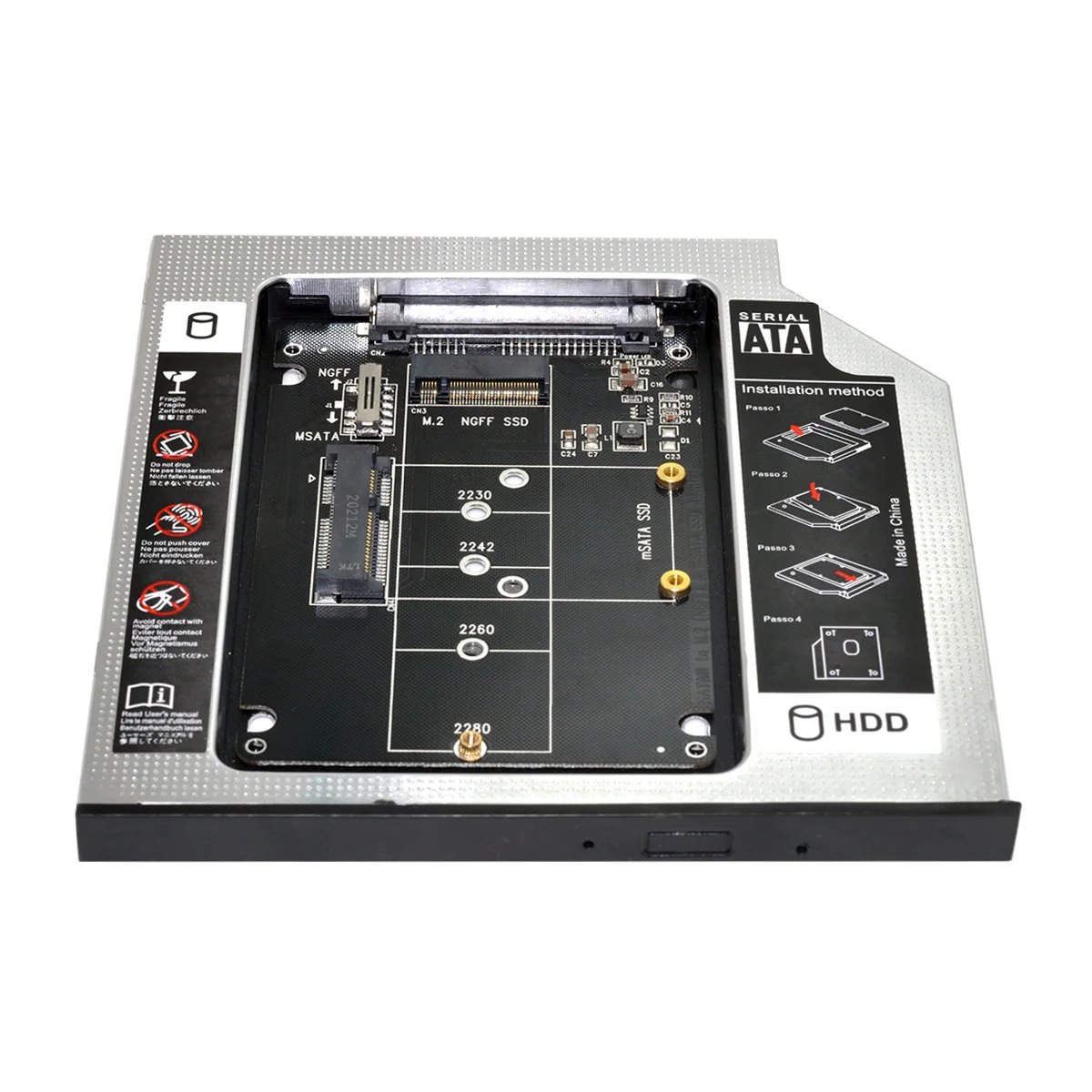 Slimline SATA 13Pin Caddy Case to MSATA NGFF B/M-key SSD for 9.5mm Universal Laptop CD / DVD-ROM Optical Bay
Slimline SATA 13Pin Caddy Case to MSATA NGFF B/M-key SSD for 9.5mm Universal Laptop CD / DVD-ROM Optical Bay