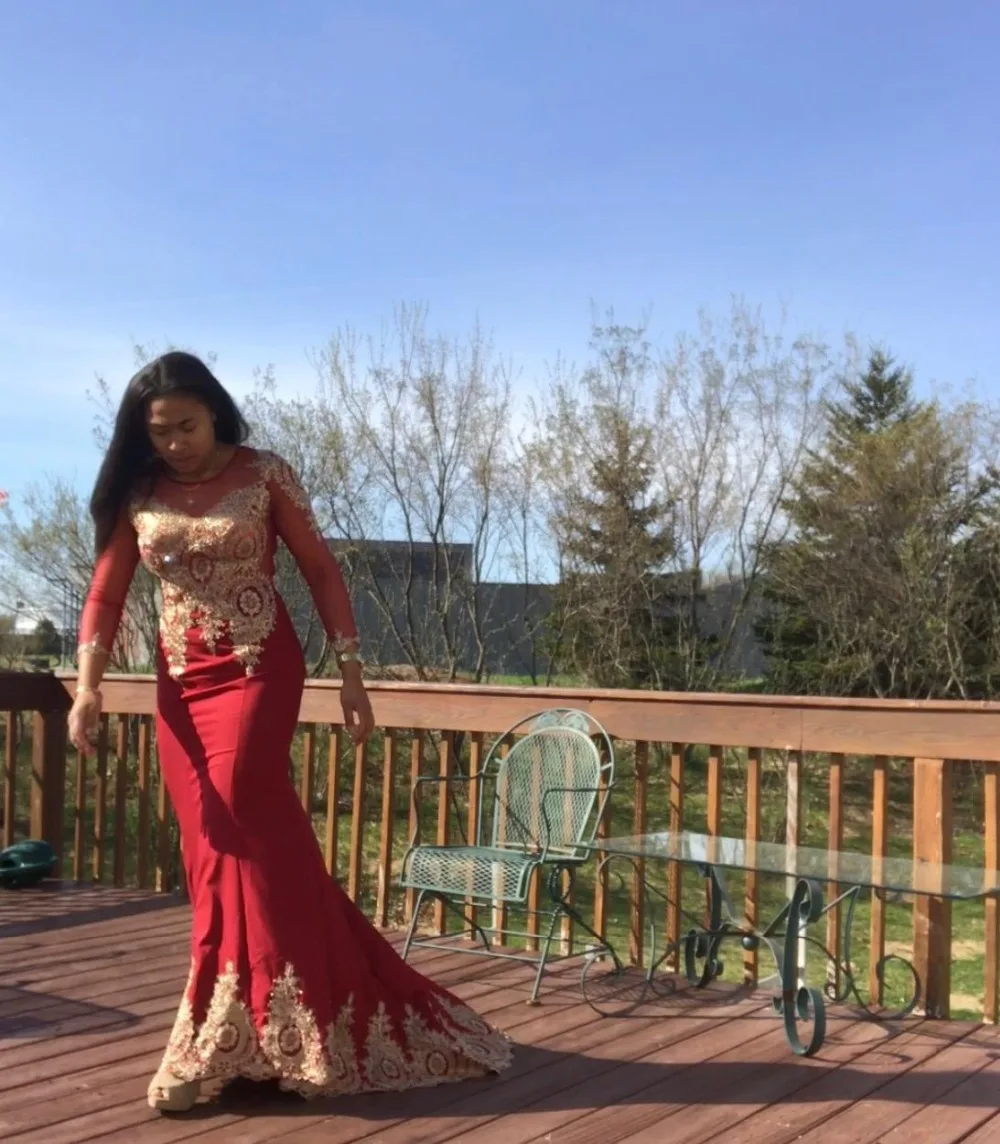 Long Red Mermaid Prom Dresses 2022 Gold Lace Applique Long Sleeves Celebrity Party Gowns Luxury Beading vestidos de gala
Long Red Mermaid Prom Dresses 2022 Gold Lace Applique Long Sleeves Celebrity Party Gowns Luxury Beading vestidos de gala