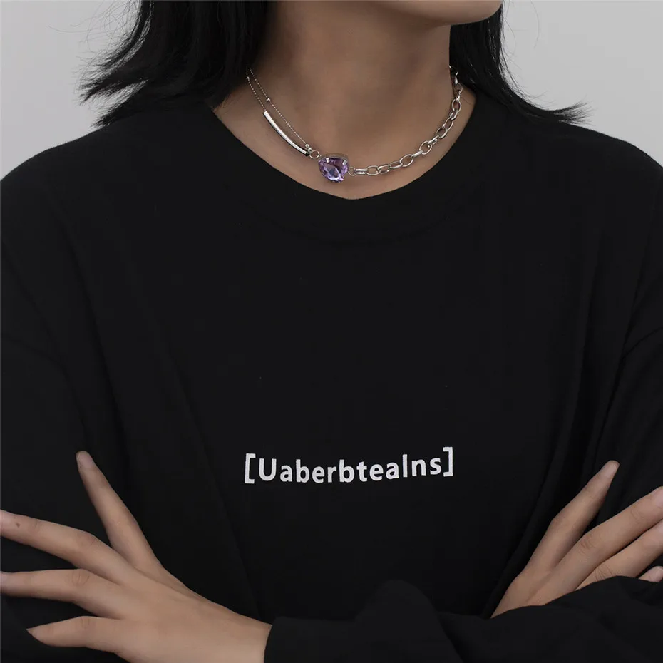 Vintage Bling Crystal Choker Necklace Women Silver Color Stainless Steel Purple Rhinestone Pendant Necklaces Aesthetic Jewelry
Vintage Bling Crystal Choker Necklace Women Silver Color Stainless Steel Purple Rhinestone Pendant Necklaces Aesthetic Jewelry