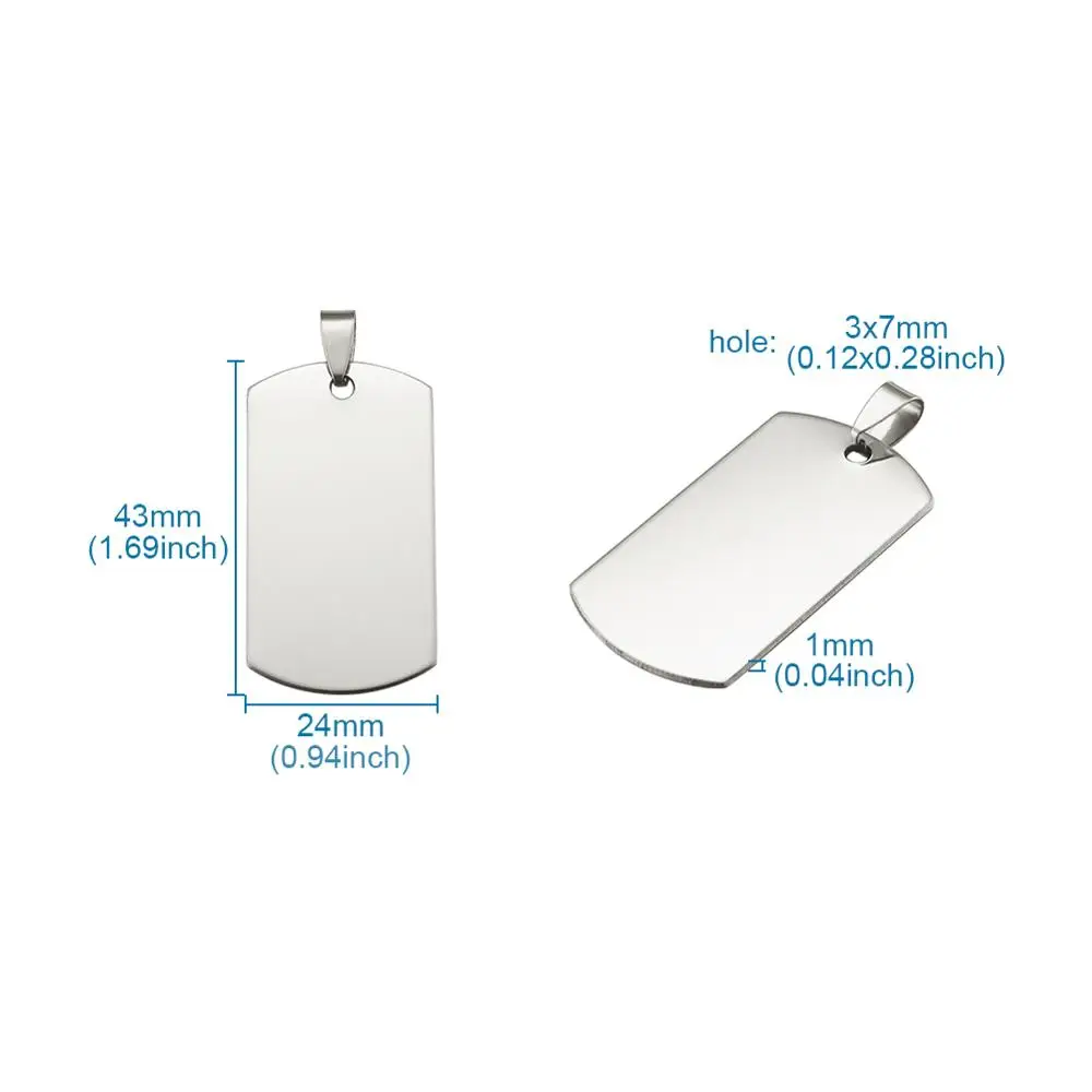 201Stainless Steel Rectangle Blank Stamping Tag Pendants with Snap on Bai Stainless Steel Color, 43x24x1mm, Hole: 3mm 5pcs/lot
201Stainless Steel Rectangle Blank Stamping Tag Pendants with Snap on Bai Stainless Steel Color, 43x24x1mm, Hole: 3mm 5pcs/lot