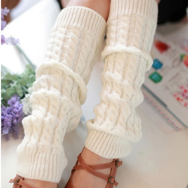 

Fashion Leg Warmers Women Warm Knee High Winter Knit Solid Crochet Leg Warmer Socks Warm Boot Cuffs Beenwarmers Long Socks