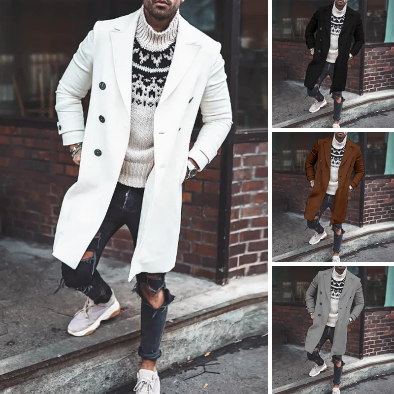 2021men's clothing new solid color casual jacket long double-breasted woolen coat lapel fashion side seam pockets new men's coat
2021men's clothing new solid color casual jacket long double-breasted woolen coat lapel fashion side seam pockets new men's coat
