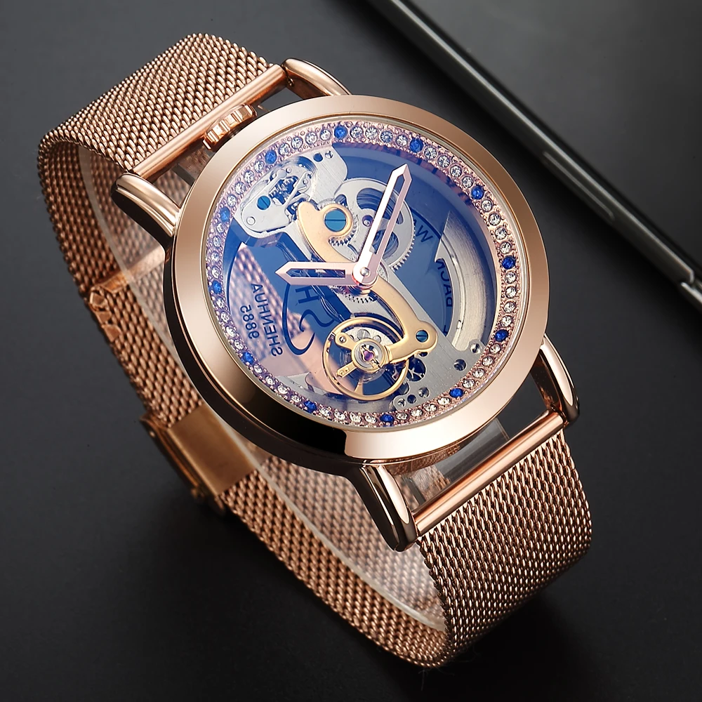 Женские Механические часы с сапфировым кристаллом роскошные брендовые стальные