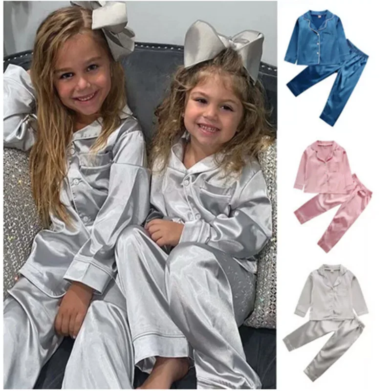 2pcs Infant Baby Boy Girl Pajamas Silk Satin Top Pant Long sleeve Solid Button-Down Pyjamas Satin Set Nightgown Child Sleepwear
2pcs Infant Baby Boy Girl Pajamas Silk Satin Top Pant Long sleeve Solid Button-Down Pyjamas Satin Set Nightgown Child Sleepwear