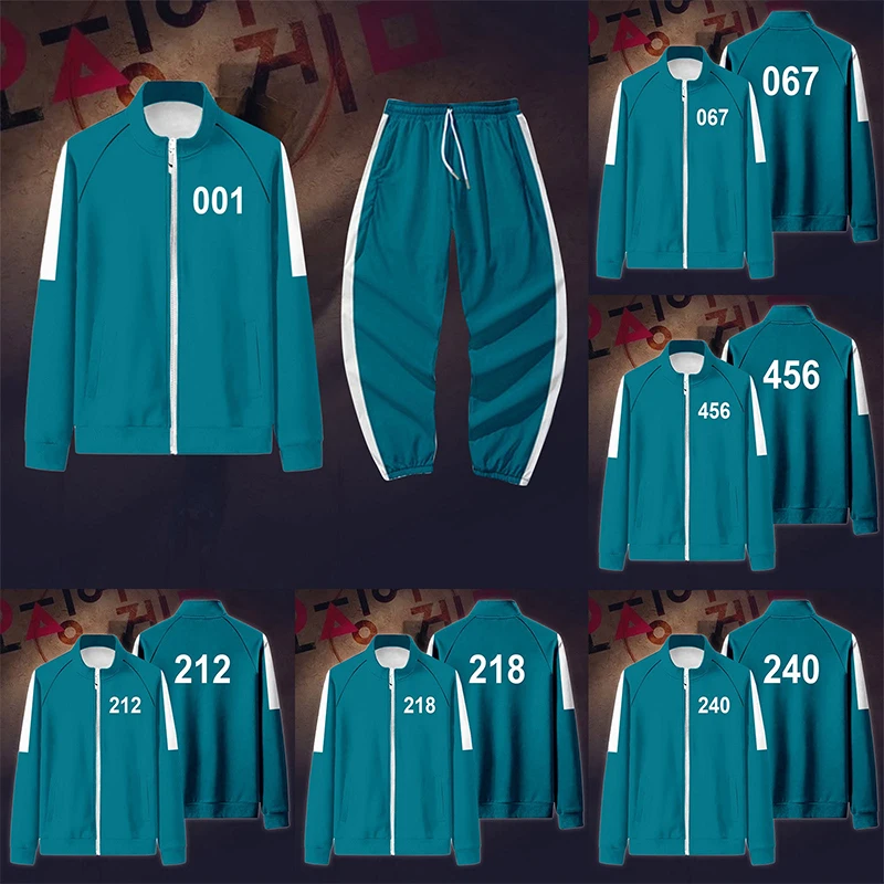 Squid Game Jacket Pants Sweatshirts Set Men Women Costumes Cosplay Sports Zipper Cardigan Round Six Digital 456 Printing Pocket
Squid Game Jacket Pants Sweatshirts Set Men Women Costumes Cosplay Sports Zipper Cardigan Round Six Digital 456 Printing Pocket
