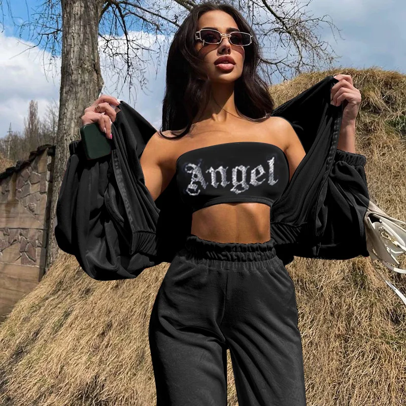 Dourbesty Two-pieces Tracksuits Fashion Women Sport Suits Velvet Diamonds Strapless Tube Tops + Straight-Leg Trousers Streetwear
Dourbesty Two-pieces Tracksuits Fashion Women Sport Suits Velvet Diamonds Strapless Tube Tops + Straight-Leg Trousers Streetwear