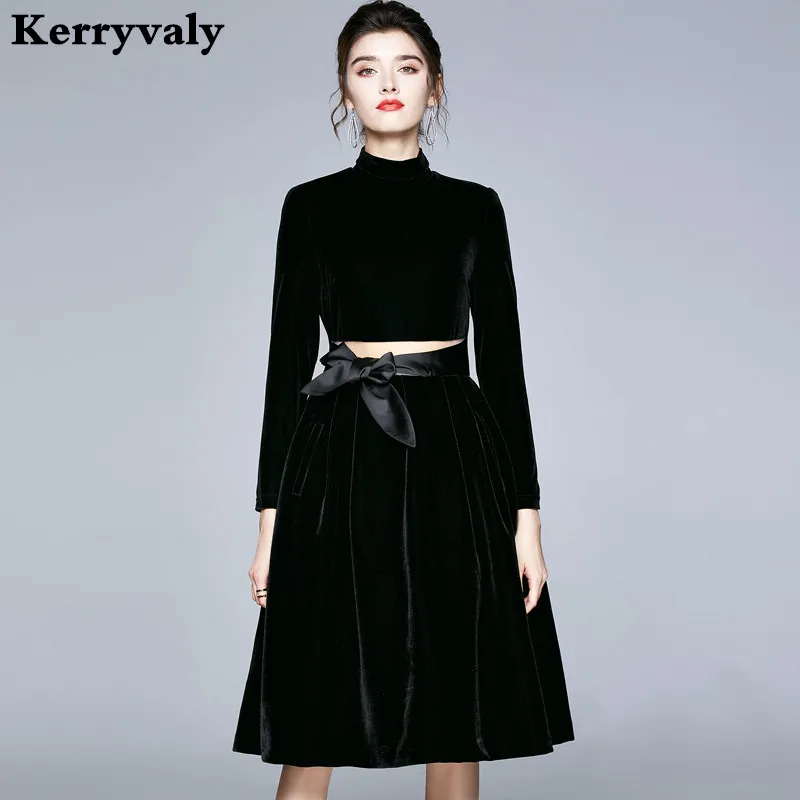 French Hepburn Long Sleeve Black Velvet Winter Dress Women Vintage Bow Midi Party Office Dress Ropa Mujer Robe Femme K8833
French Hepburn Long Sleeve Black Velvet Winter Dress Women Vintage Bow Midi Party Office Dress Ropa Mujer Robe Femme K8833