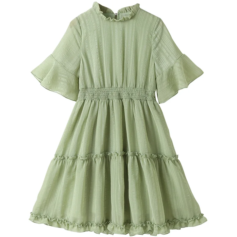 Kids Summer Chiffon Dress Girls Avocado Green Short Sleeve Agaric Splicing A Word Casual Dress 2021 New Style Breathable Clothes
Kids Summer Chiffon Dress Girls Avocado Green Short Sleeve Agaric Splicing A Word Casual Dress 2021 New Style Breathable Clothes