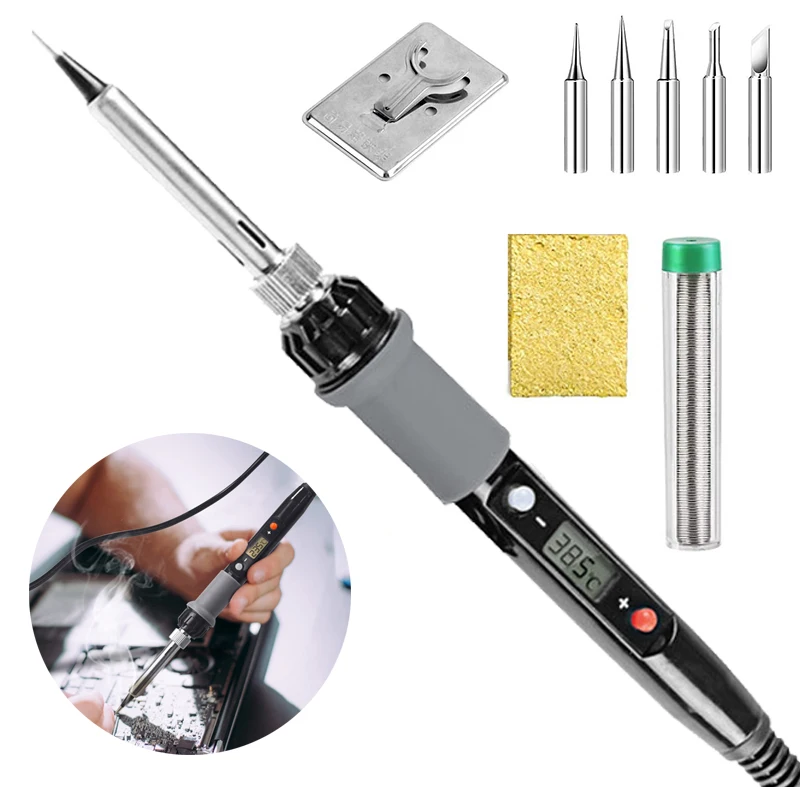Digital Electric 80W Soldering Iron Kit Set Electric Welding Tool Temperature Adjustable Ceramic Heater Soldering Tip Rework
Digital Electric 80W Soldering Iron Kit Set Electric Welding Tool Temperature Adjustable Ceramic Heater Soldering Tip Rework