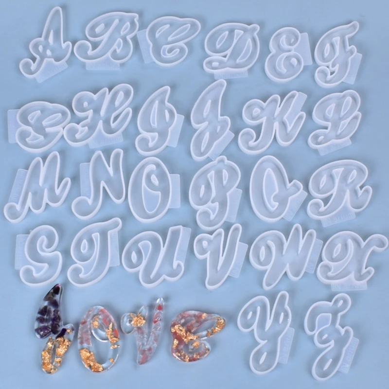 26Pcs/Set DIY Crafts English Letters Crystal Epoxy Resin Mold A-Z Alphabet Shaped Pendant Key Chain Silicone Mould
26Pcs/Set DIY Crafts English Letters Crystal Epoxy Resin Mold A-Z Alphabet Shaped Pendant Key Chain Silicone Mould