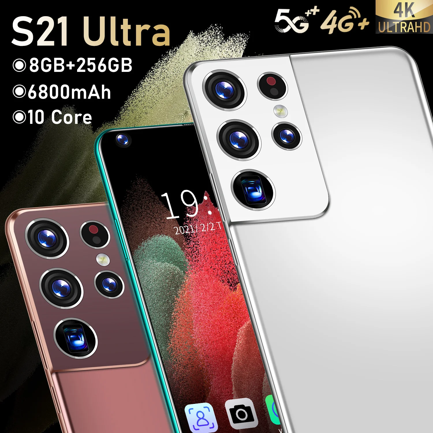 New Arrival Galxy S21 Ultra 256/512GB 5G LTE Smart Phone 1440*3200 Global Version 6800mAh 7.3 Inch Andriod 10 MTK6889 Cellphone
New Arrival Galxy S21 Ultra 256/512GB 5G LTE Smart Phone 1440*3200 Global Version 6800mAh 7.3 Inch Andriod 10 MTK6889 Cellphone