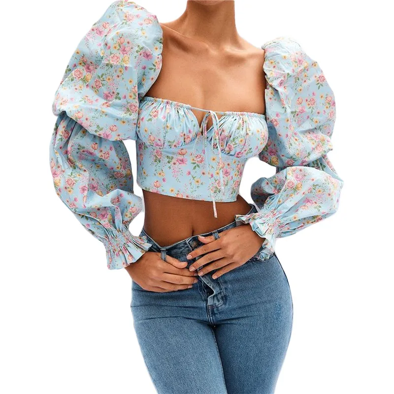Women Fashion Shirt Tie Up Square Collar Long Sleeve Crop Tops Ladies Fashion High Street Floral Printed Tops Autumn Spring
Women Fashion Shirt Tie Up Square Collar Long Sleeve Crop Tops Ladies Fashion High Street Floral Printed Tops Autumn Spring