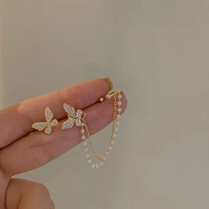 2PCS Korean Elegant Cute Rhinestone Butterfly Stud Earrings for Women Girls Fashion Metal Chain Boucle D'oreille Jewelry
2PCS Korean Elegant Cute Rhinestone Butterfly Stud Earrings for Women Girls Fashion Metal Chain Boucle D'oreille Jewelry