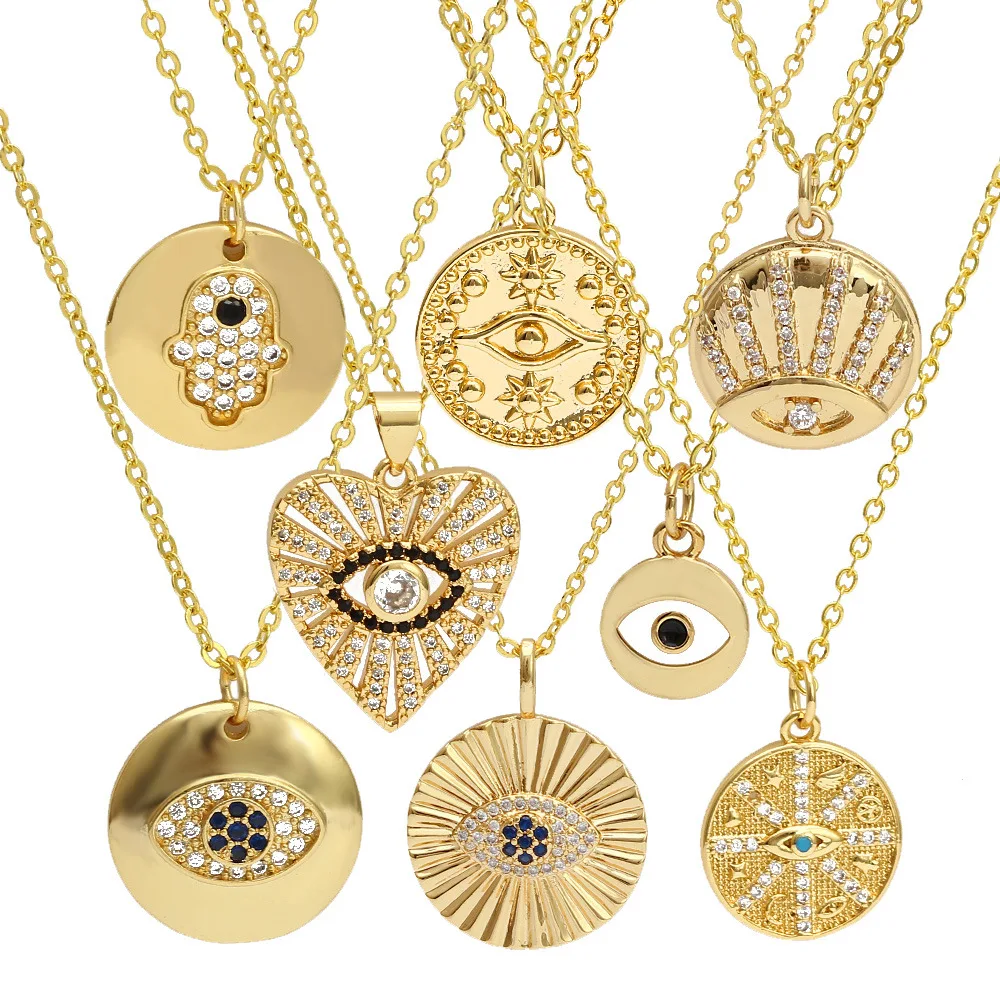 Evil Eye Necklace Turkey Eye Hamsa Hand of Fatima Pendant Gold Plated Link Chain Rhinestone Inlay Fashion Necklace Jewelry
Evil Eye Necklace Turkey Eye Hamsa Hand of Fatima Pendant Gold Plated Link Chain Rhinestone Inlay Fashion Necklace Jewelry