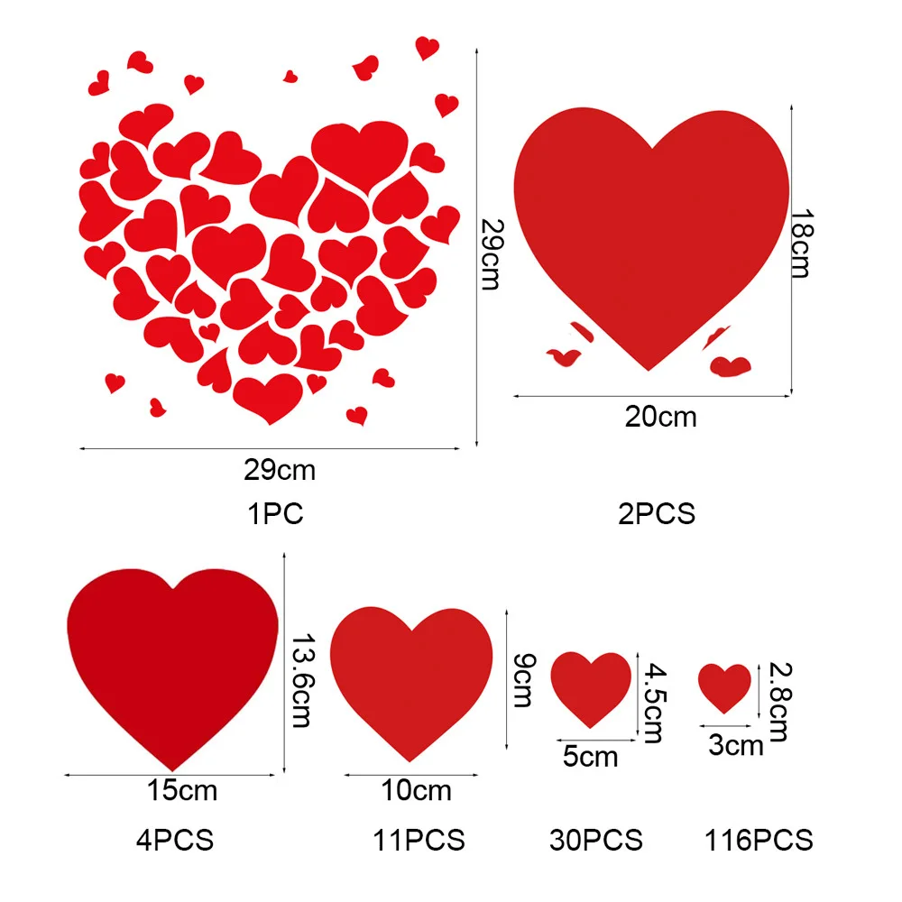 1 Set 6 Pcs Valentine's Day Red Heart Wall Sticker Holiday Wedding Home Decoration DIY Self-adhesive Glass Sticker Floor Sticker
1 Set 6 Pcs Valentine's Day Red Heart Wall Sticker Holiday Wedding Home Decoration DIY Self-adhesive Glass Sticker Floor Sticker