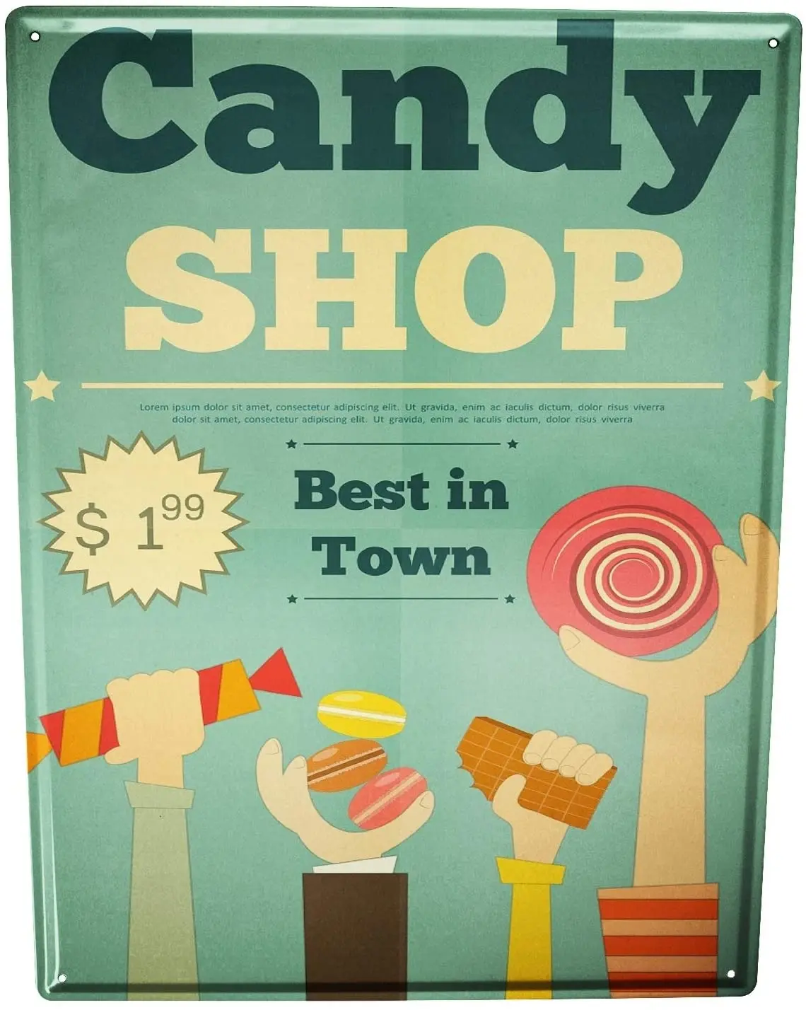 Tin Sign Metal Plate Decorative Sign Home Decor Plaques 30 x 40 cm 20 x 30 cm Metal Plate Plaque Nostalgic Fun Candy Shop 
Tin Sign Metal Plate Decorative Sign Home Decor Plaques 30 x 40 cm 20 x 30 cm Metal Plate Plaque Nostalgic Fun Candy Shop