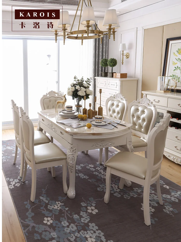 Karois 618 European Style Dining Table And Chair Combination Solid Wood Marble Telescopic Folding Home Round Table
Karois 618 European Style Dining Table And Chair Combination Solid Wood Marble Telescopic Folding Home Round Table
